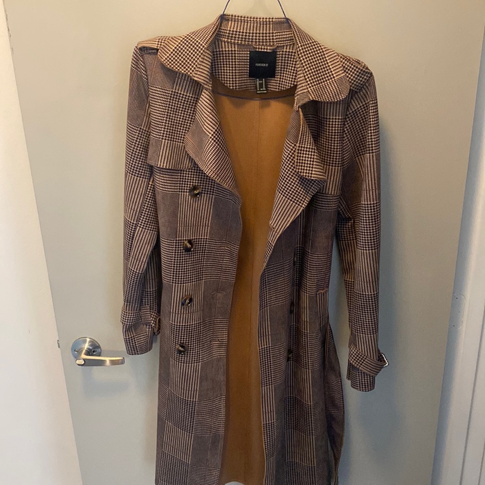 Brown houndstooth blazer coat